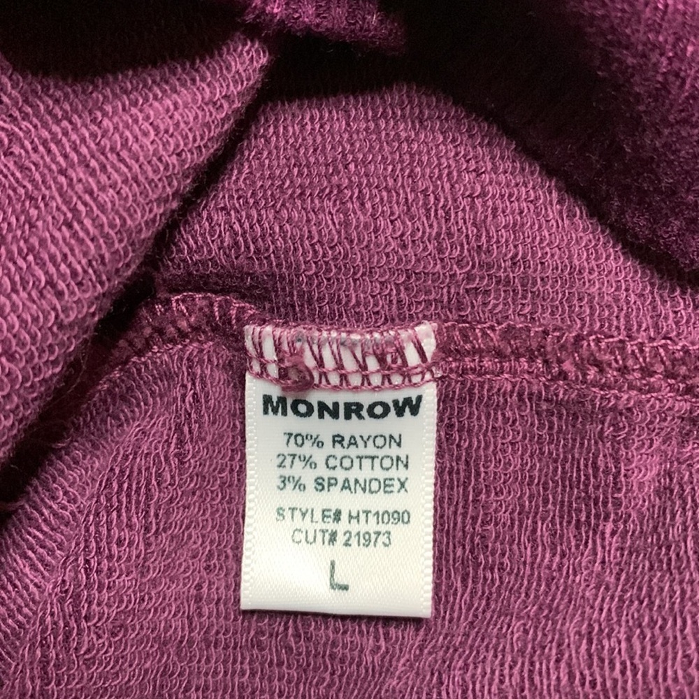 Monrow Supersoft Active Cut Out Back Sweatshirt in Merlot - Picture 5 of 7